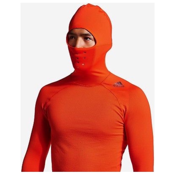 adidas | Shirts | Adidas Techfit Orange Climaheat Hero Hooded Shirt |  Poshmark